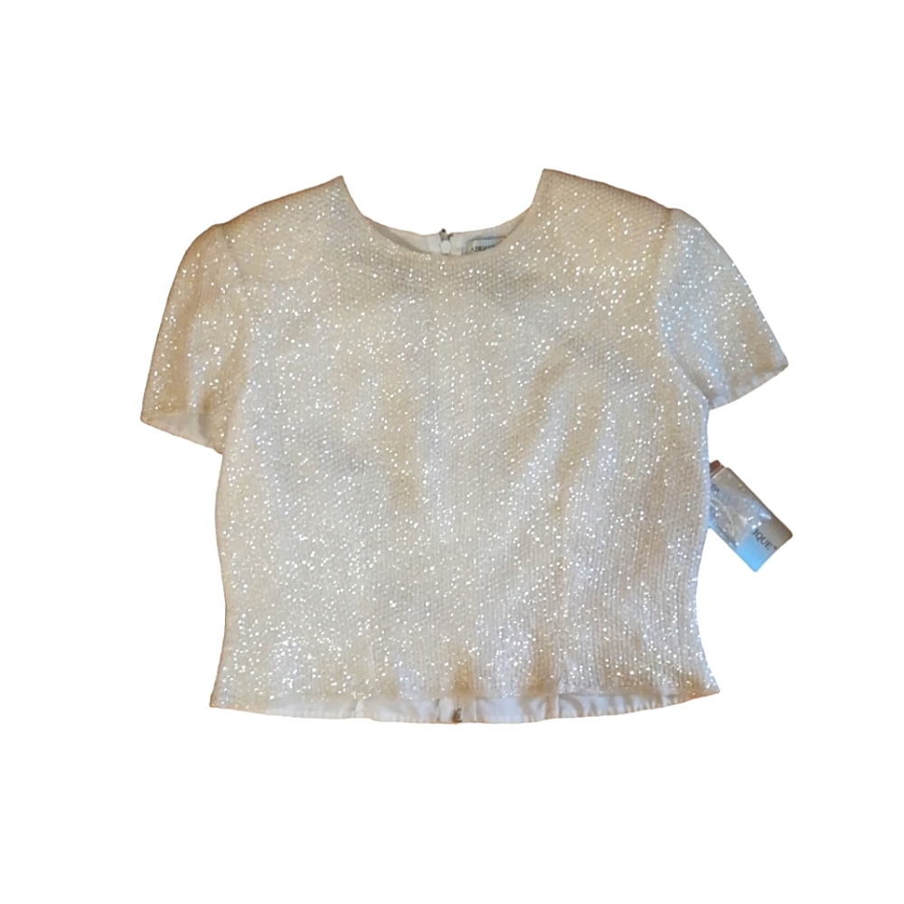 NWT Adrianna Papell Evening Sequin Silk Top